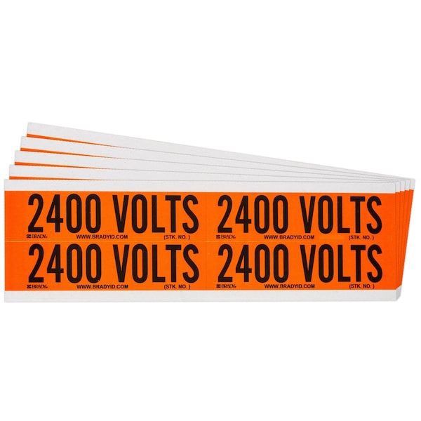 Brady 2400 Volts Conduit and Voltage Lbls 1.125 in H x 4.125 in W BK on OR 5/PK 152355 - main